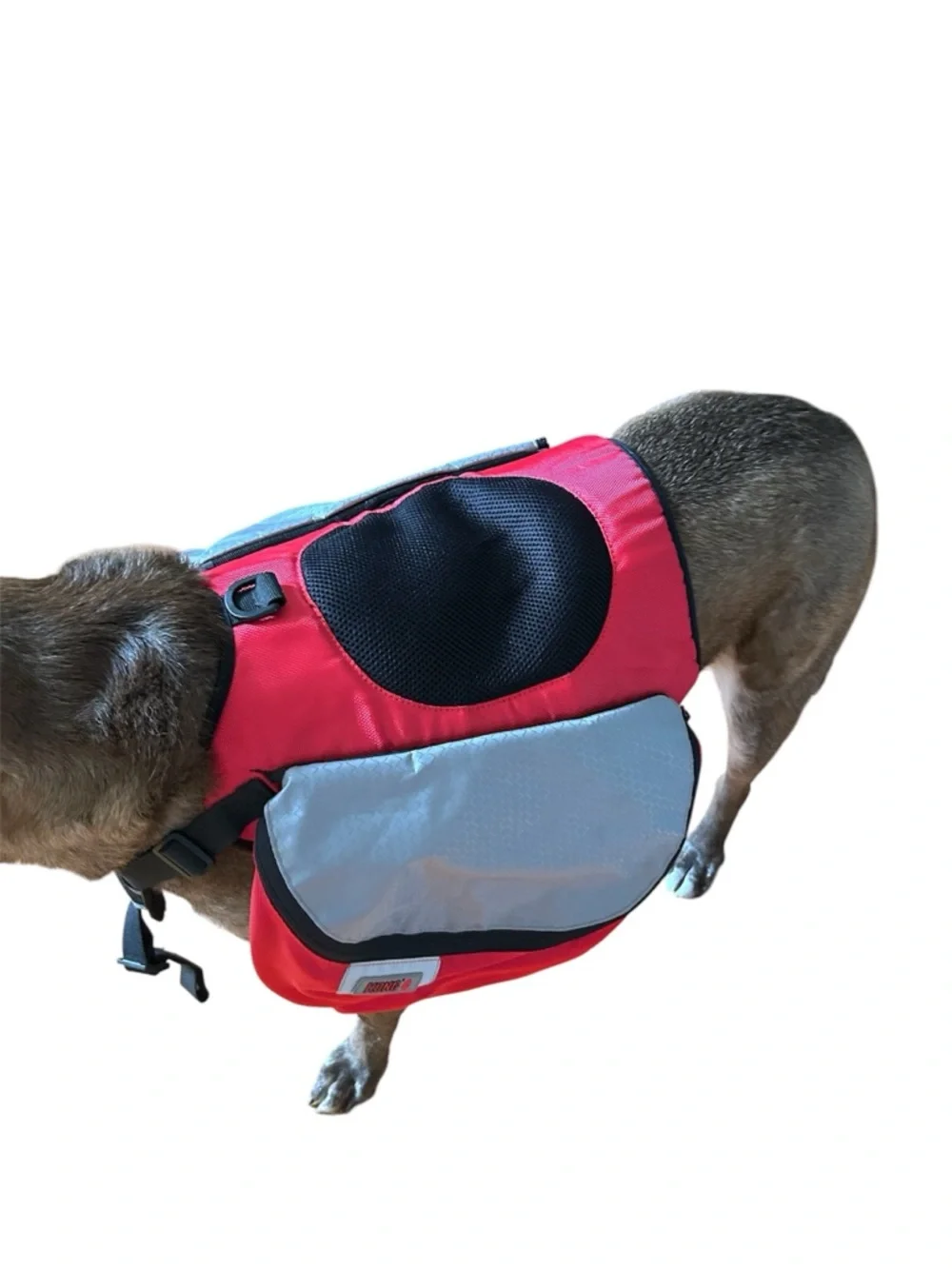 Kong Red and Grey Saddlebag Backpack Harness, size L/XL